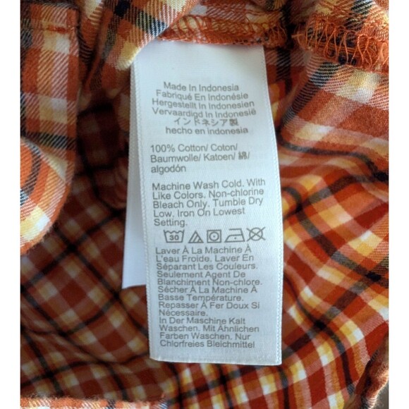 J.Crew Size Small Flannel Top Womens Button Up Shirt Plaid Lightweight Orange S - Picture 3 of 5
